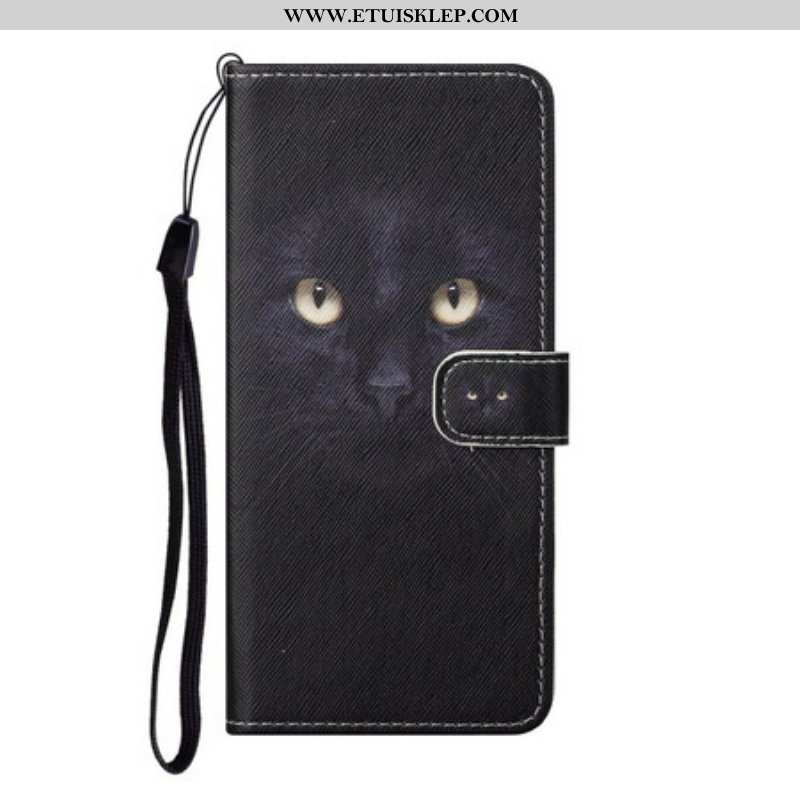 Etui Folio do Samsung Galaxy S21 FE z Łańcuch Czarne Kocie Oczy W Paski